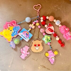 Care Bears Pink Multi-Charms Keychain -book / bag charm junk journal